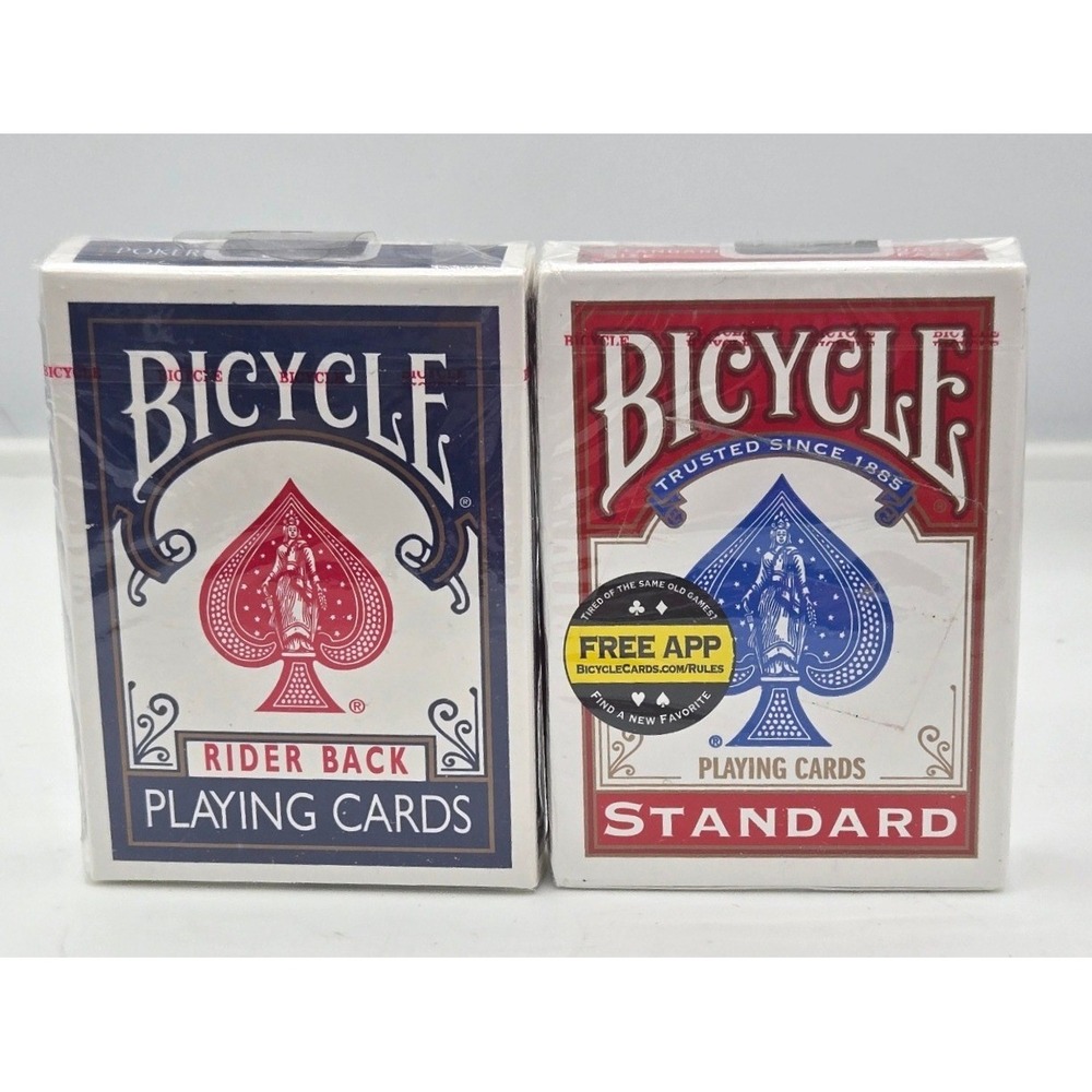 Bicycle Playing Cards Rider Back & Standard Decks Red Blue Sealed Set of 2